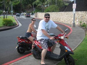 Sean and Becky in Hawaii on Mopeds